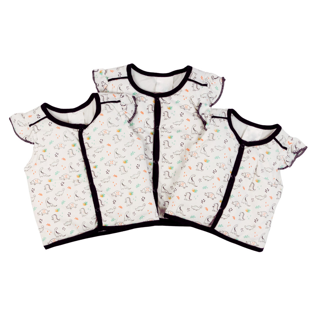 Padded Vest (Dino) Ruffled Sleeve