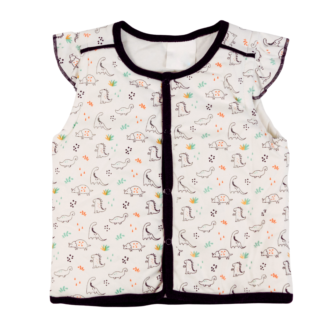 Padded Vest (Dino) Ruffled Sleeve