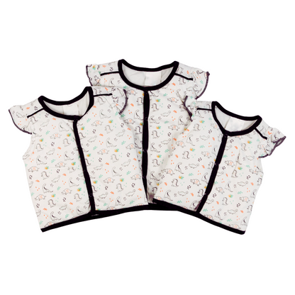 Padded Vest (Dino) Ruffled Sleeve